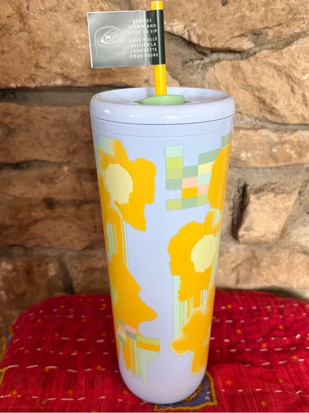 NWT Starbucks Lavender & Yellow Abstract Floral Tumbler 24oz 710mL Spring 2025
